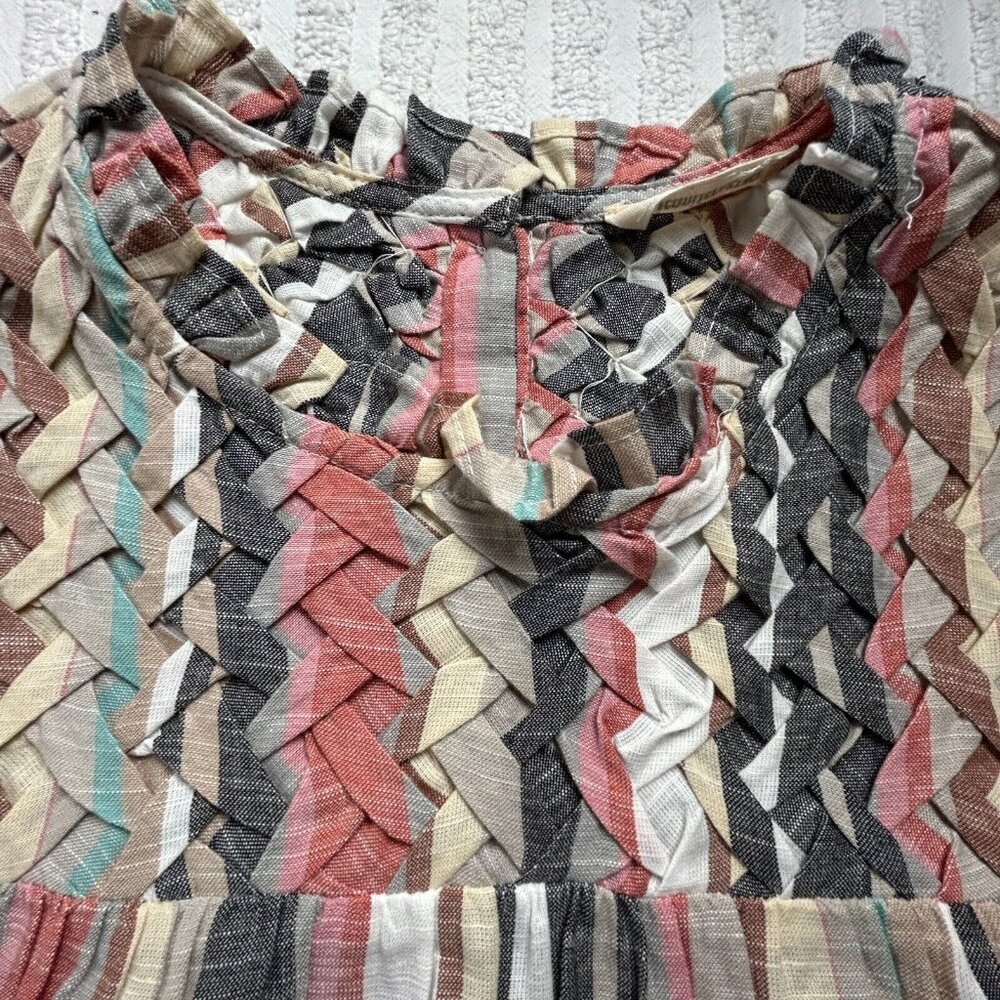Jennifer & Grace Women's Flared Sleeves Weave Blouse Top Striped Cotton Size XL - Picture 6 of 10